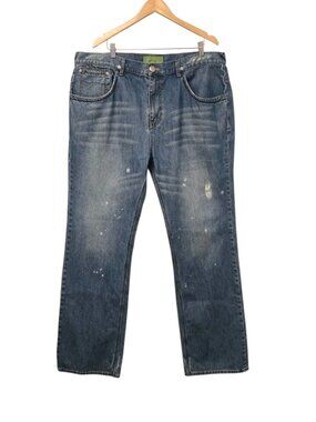 Meezan Jeans Mens 42 Blue Baggy Hip Hop Y2k Skater Embroidered Denim Relaxed
